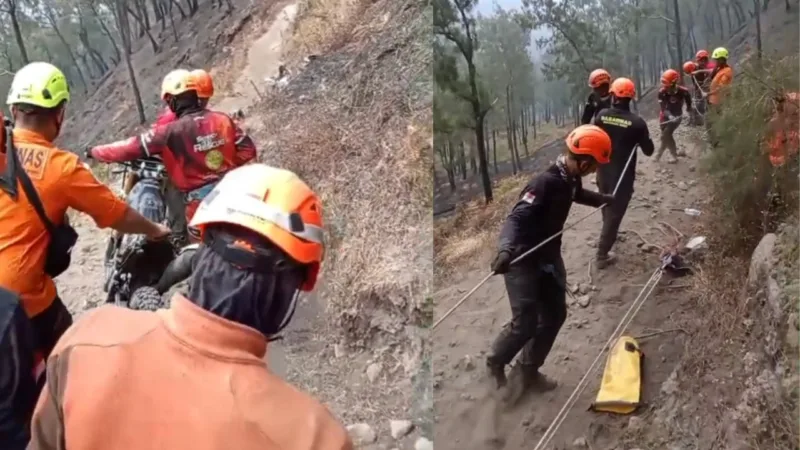 Kendaraan Trail Satgas Karhutla Terperosok ke Jurang di Kawasan Gunung Buthak